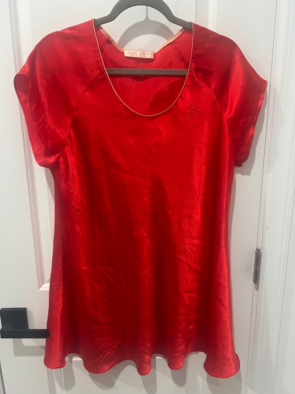 Vintage Oscar de la Renta Pink Label Red Satin Nightgown‎ Size Large
